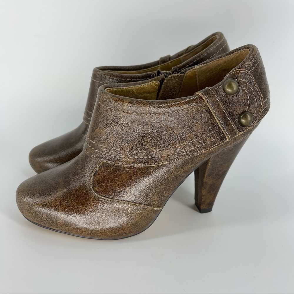Brown Leather Women's Heeled Ankle Boots